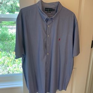 Ralph Lauren short sleeve button down mens shirt. Blue & white check. Size 3XB